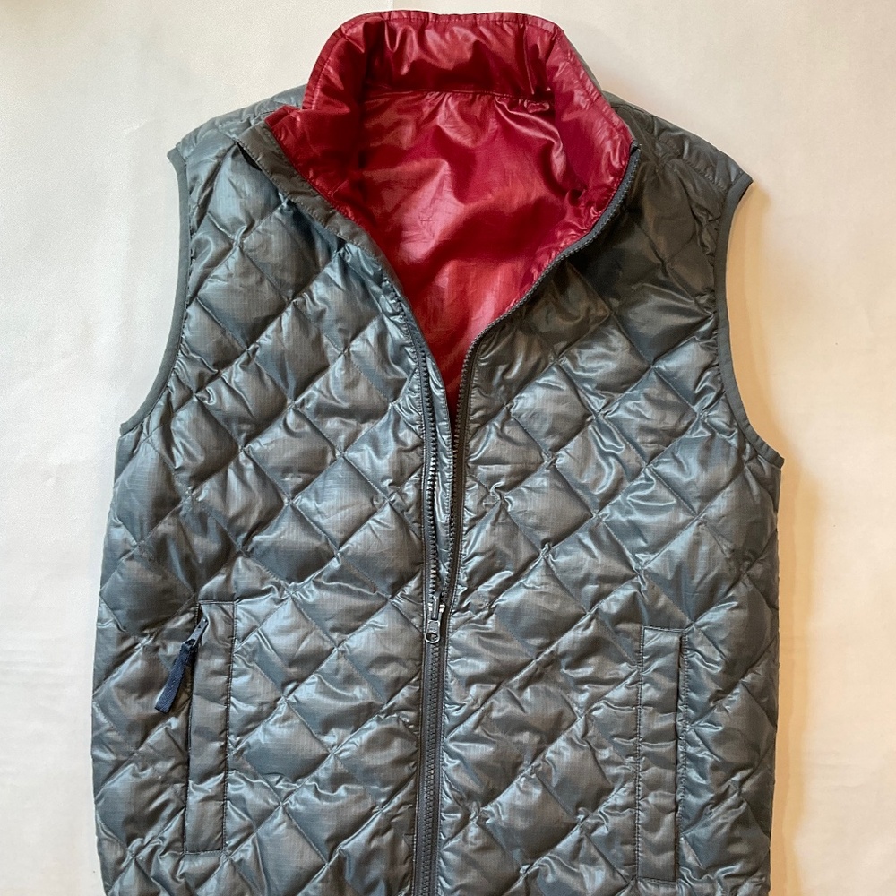 Reversible Grey Quilted Crewcuts Puffer Jacket with Maroon Accent Size 14